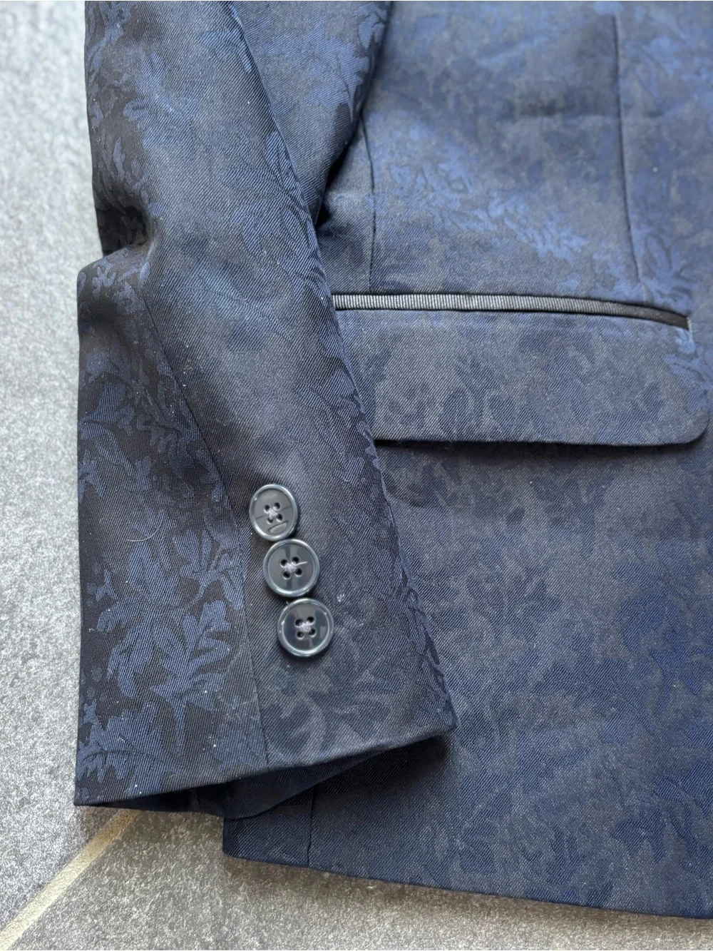 Ralph Lauren Boys Navy Brocade evening coat blazer jacket wedding Black Lapel 10